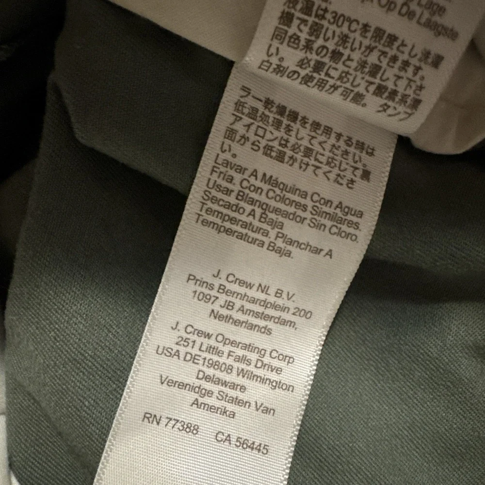 J.Crew Factory‎ Pants Men's 34/32 Straight Flex Sage Green Cotton Twill Chinos